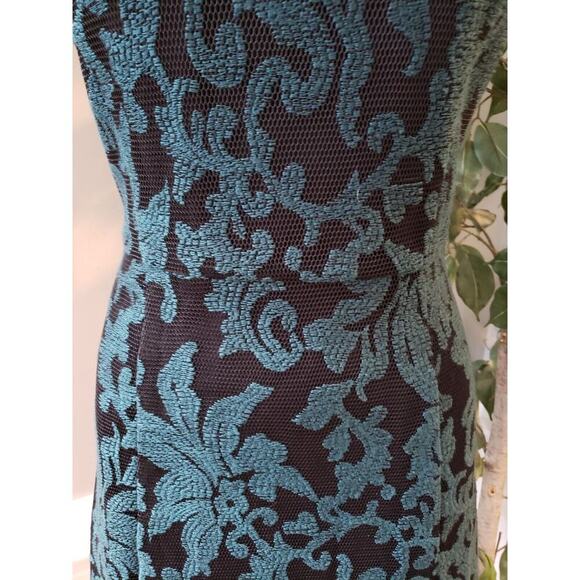 H&M Womens Black Green Lace Embroidered Sleeveless Back Zip Knee Length Dress 6 - Picture 3 of 13